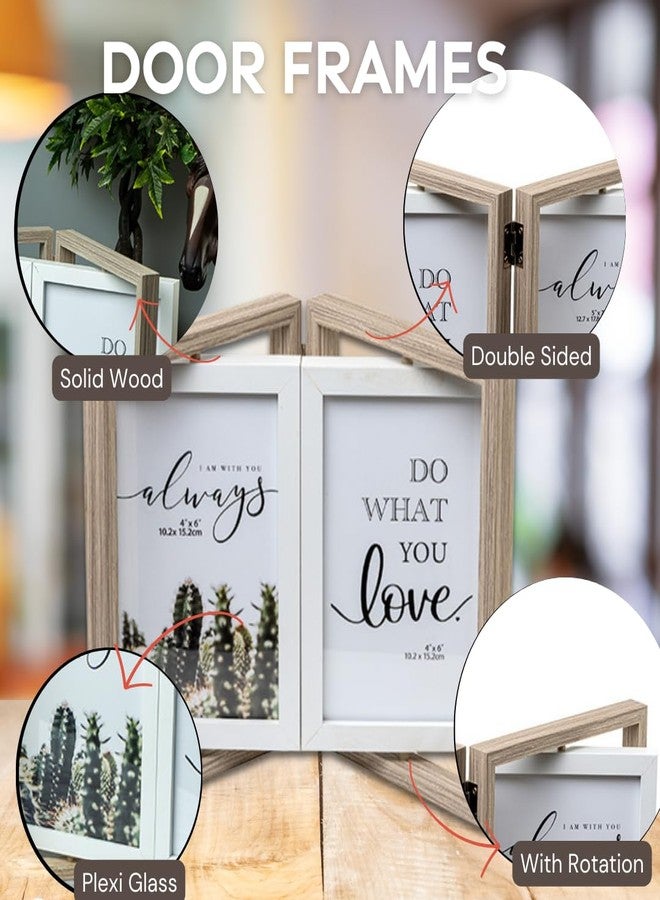 EAZYWAGON Wooden Rotating Photo Frame - 3.5x5 Inch (Grey) | Double-Sided Vertical Frame for 4 Photos | Desktop Tabletop Photo Frames for Sweet Memories, Home Decor, Office Desk & Table Decoration - Image 4